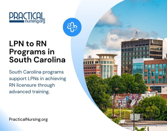 South Carolina programs support LPNs in achieving RN licensure through advanced training.
