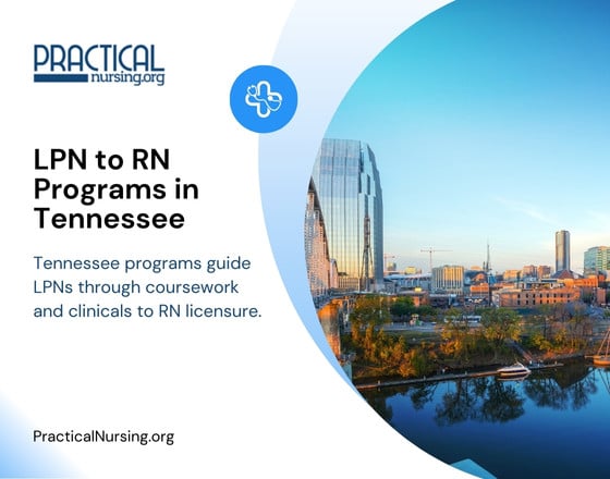 Tennessee programs guide LPNs through coursework and clinicals to RN licensure.