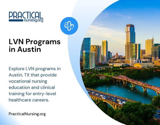 Austin Texas LVN programs offering vocational nursing education and hands-on clinical experience for entry-level nursing roles