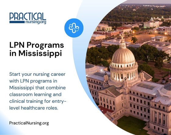 Mississippi LPN programs offering practical nursing education and hands-on clinical experience for entry-level nursing careers