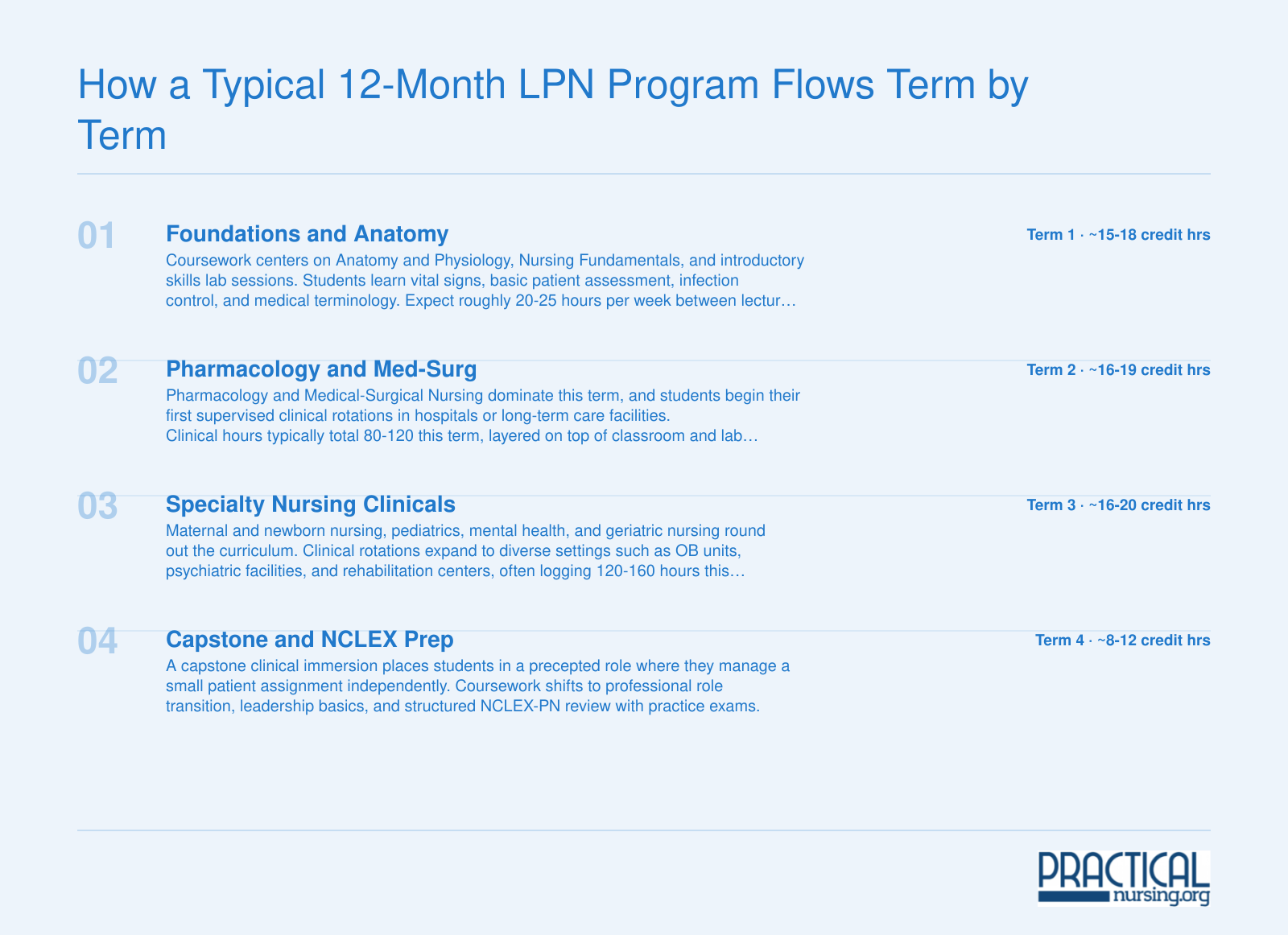 How a Typical 12-Month LPN Program Flows Term by Term